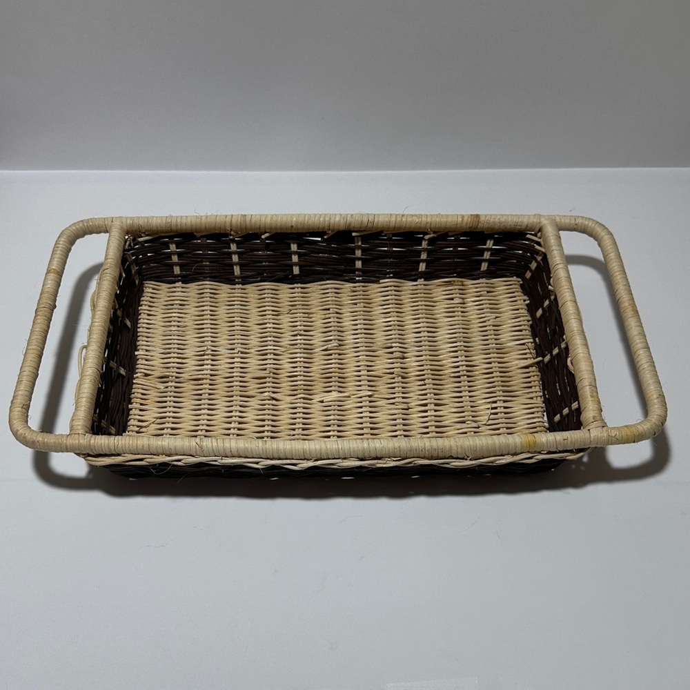 Vintage Pyrex Rectangular Amber Glass Baking Dish 232-N w/ Wicker Basket Carrier - Picture 10 of 13
